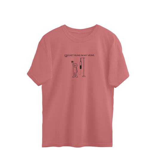 Cricket Runs In My Veins  |  Oversized Unisex T-Shirt